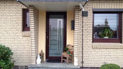 Holz-Haustür mit Lichtausschnitt und Holz-Fenster 