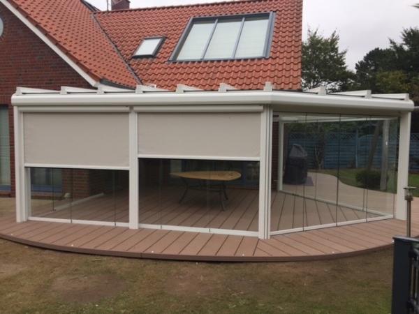 Textiler Sonnenschutz für Wintergarten in weiß 